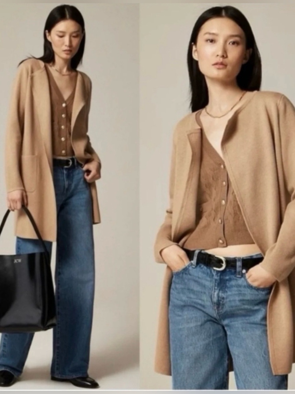 J.Crew Juliette Collarless Open-front wool blend sweater size S